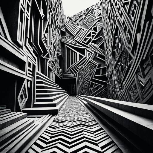 Abstract Cubism-Inspired Architectural Corridor