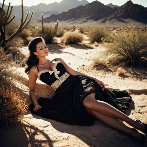 Fashion Model Reclining in Desert