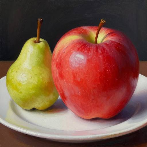 Vibrant Still Life with Apple and Pear