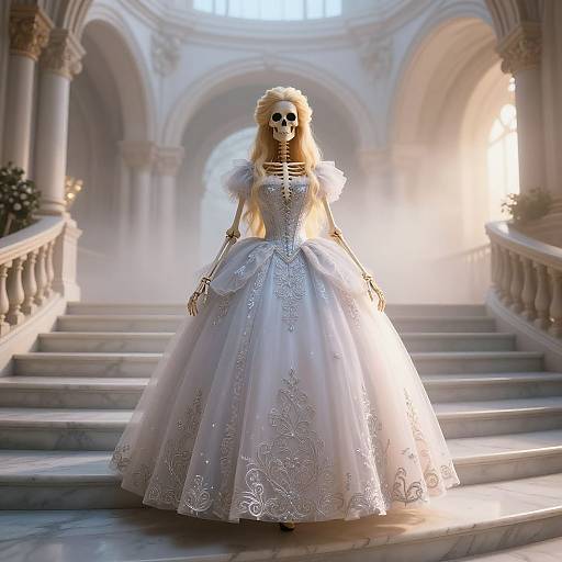 Skeleton in Opalescent Rococo Gown