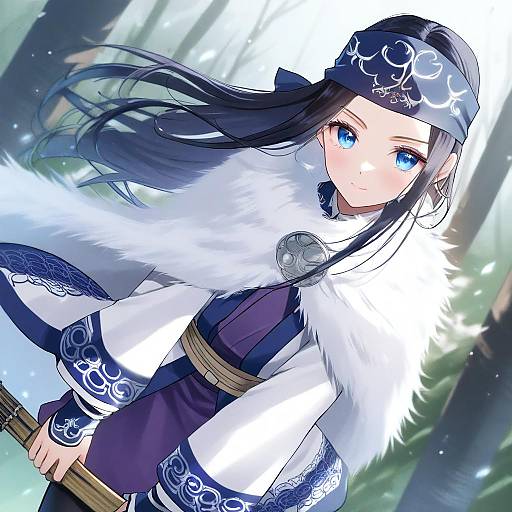Illustration of Asirpa, golden kamuy in the style of Shironeko yuuki