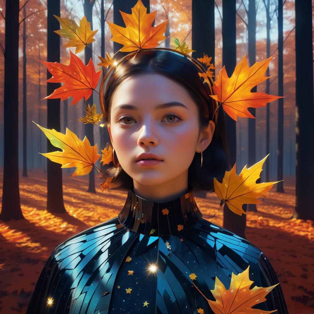 Vibrant Autumn Leaves in Introspective Scene