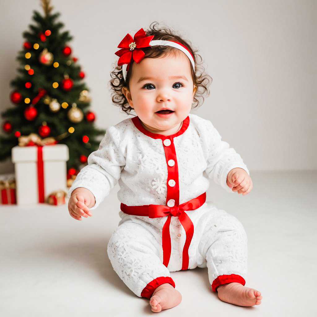 Joyful Baby Girl in Festive Christmas Outfit