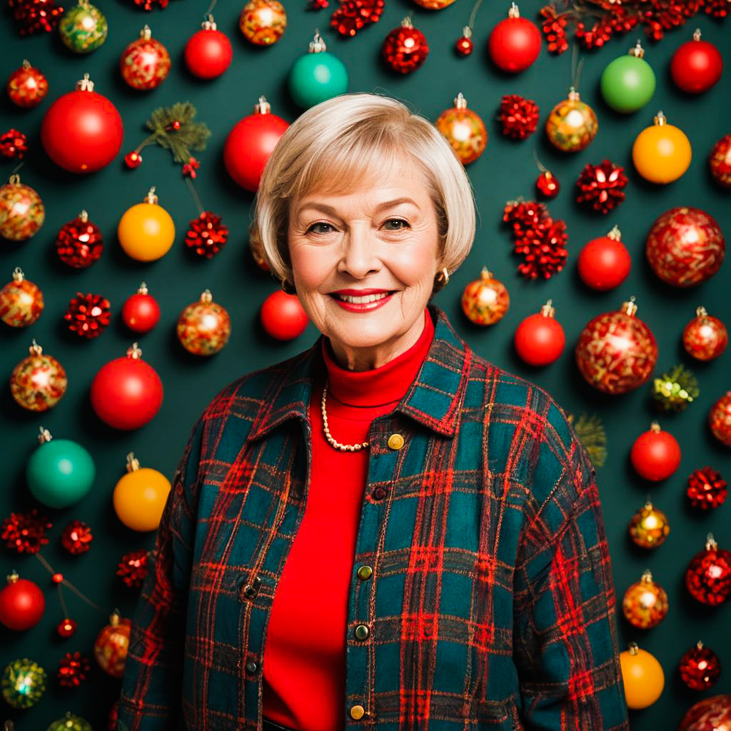 Cheerful Grandmother Holiday Photo Shoot