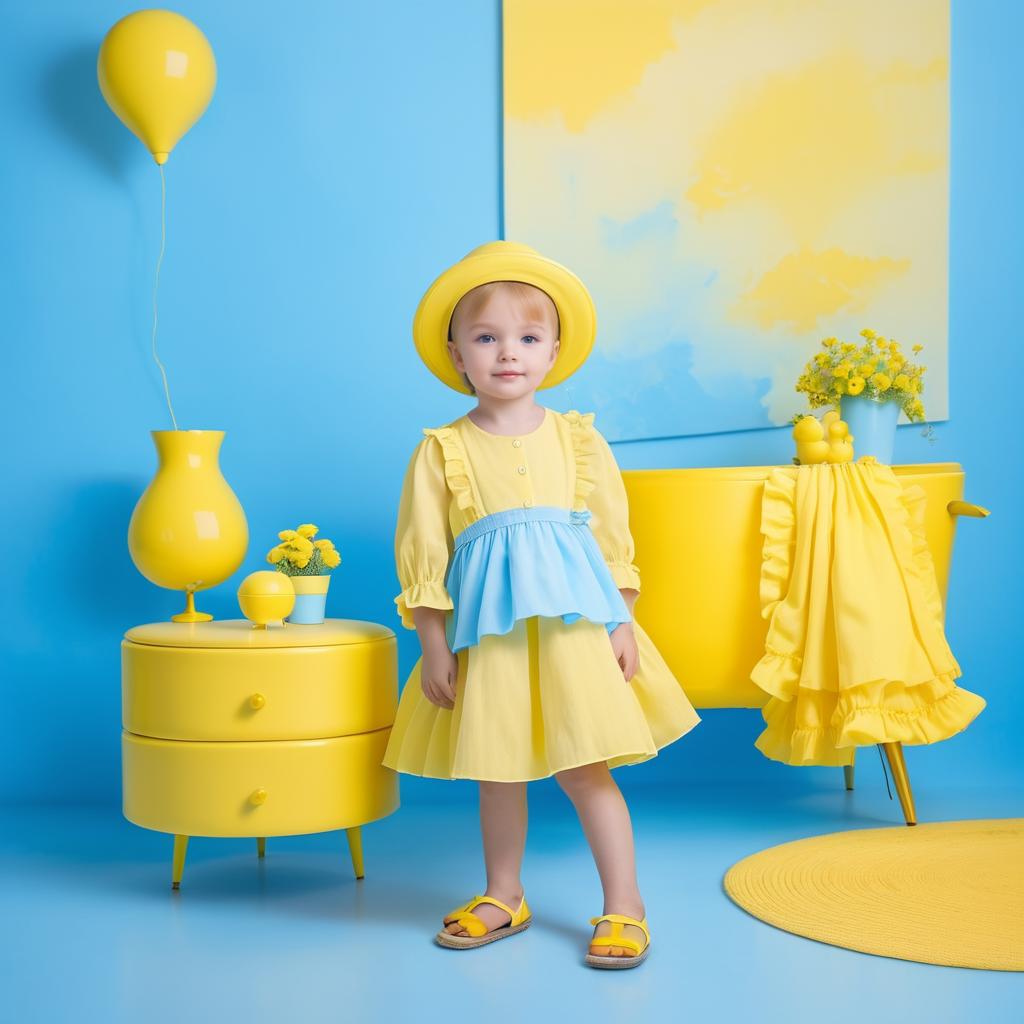 Charming Child in Sky Blue and Yellow