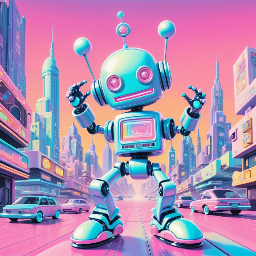 Playful Robot Dance in Futuristic City