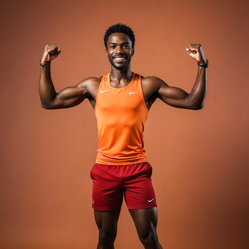 Victorious Sprinter in Dynamic Studio Shoot