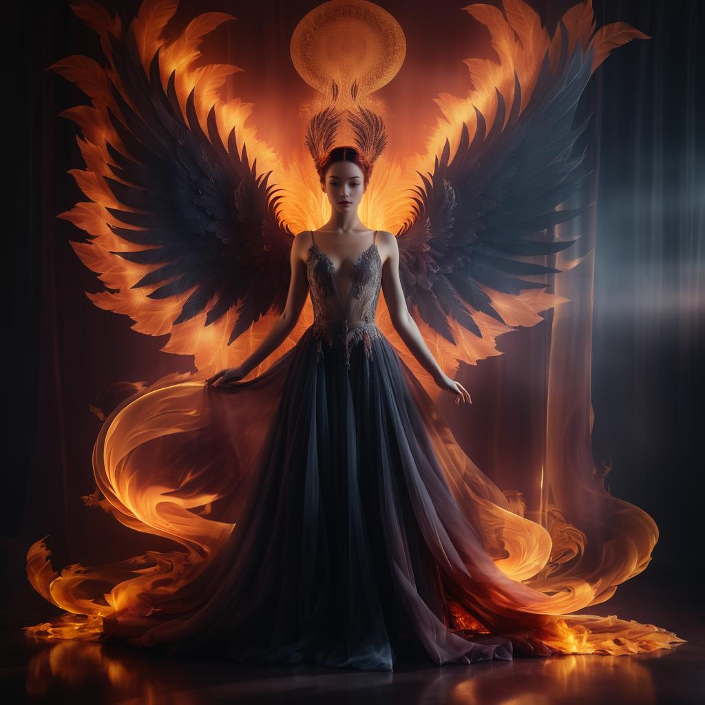 Ethereal Phoenix in Fiery Aesthetic