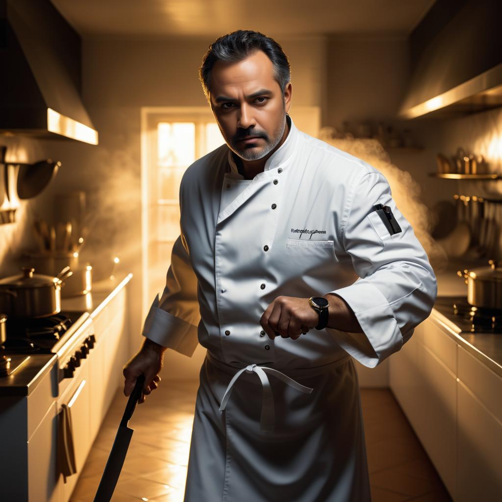 Dramatic Chef Portrait in Golden Lighting