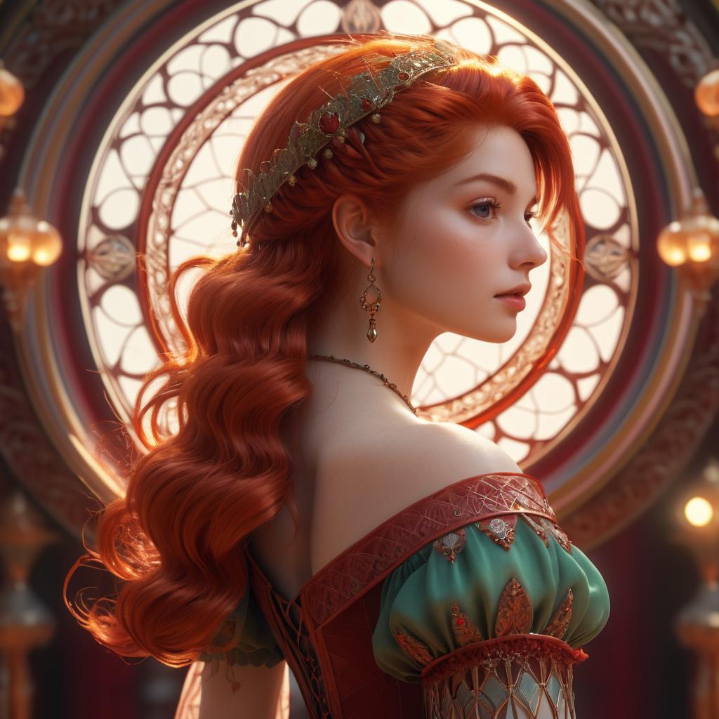 Whimsical Portrait of a Red-Haired Girl