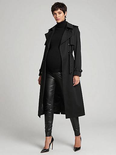 Sleek Monochrome Maternity Runway Portrait