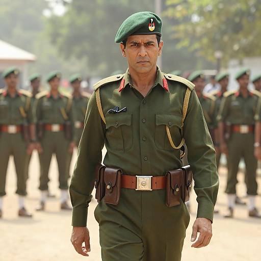 Indian Army Officer in Green Uniform