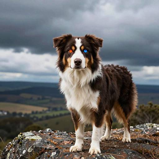 Majestic Australian Shepherd on Hilltop