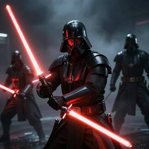 Dramatic Sith Warrior in Sci-Fi Battle