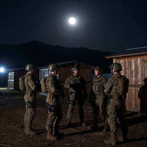 Moonlit Night with Armored Soldiers