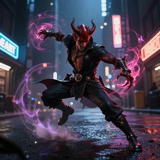 Dante in Neon-Lit Demon Battle