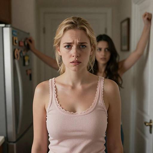 Tense Interaction in a Hallway Scene