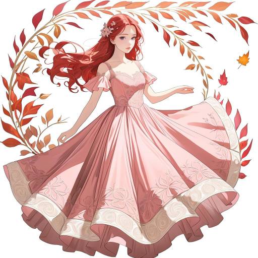 Graceful Solo Girl in Elegant Red Dress Graceful Solo Girl in Elegant Red Dress