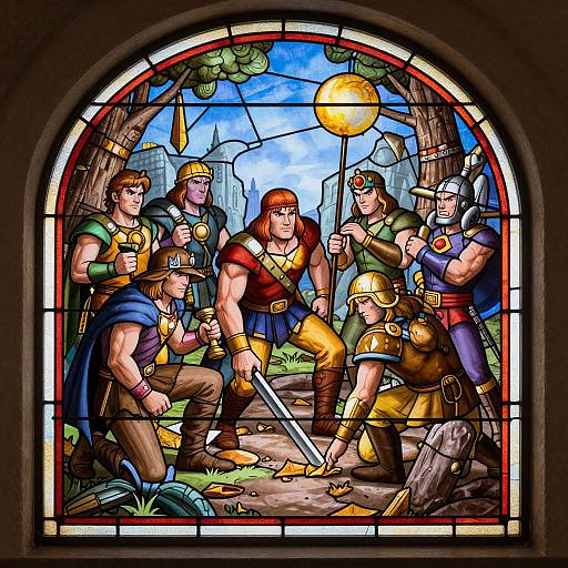 Stained Glass Heroes Looting Dungeon