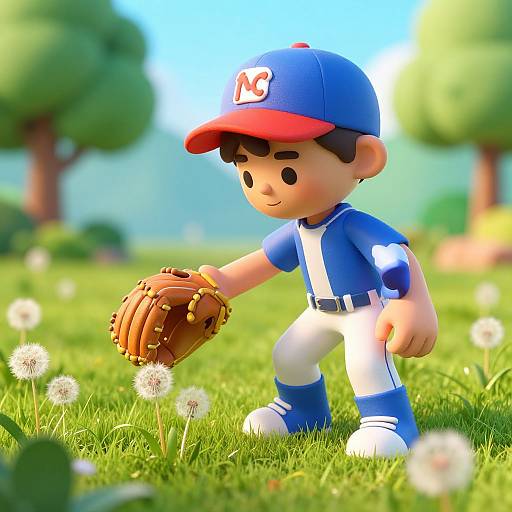 3D Kid Picking Dandelions