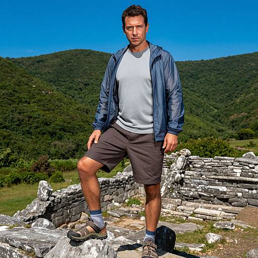 Adventurous Man in Rugged Outdoor Gear