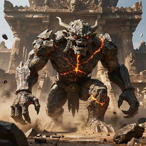 Golem Rock Monster Defending Temple
