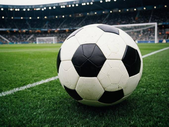 Close-Up Soccer Ball in Stadium