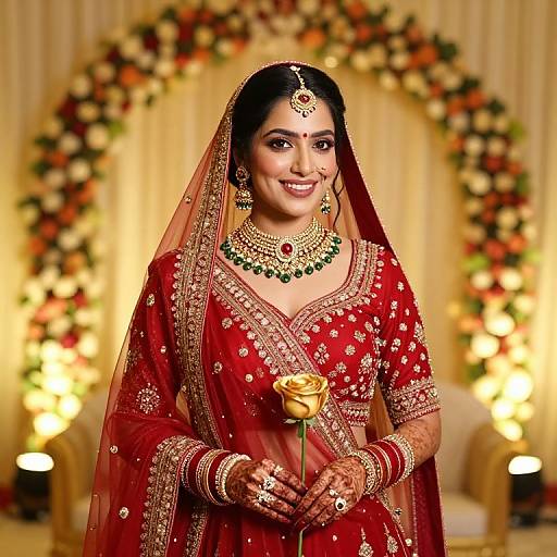 Elegant Bride in Red Lehenga