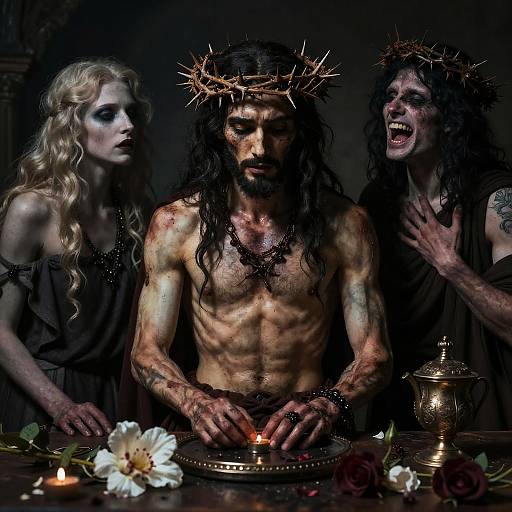 Hades and Mourning Spirits with Crown of Thorns