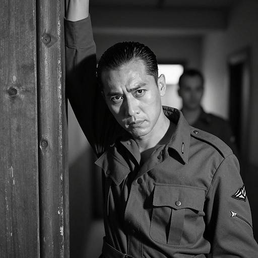 Intense Military Portrait in Shadows