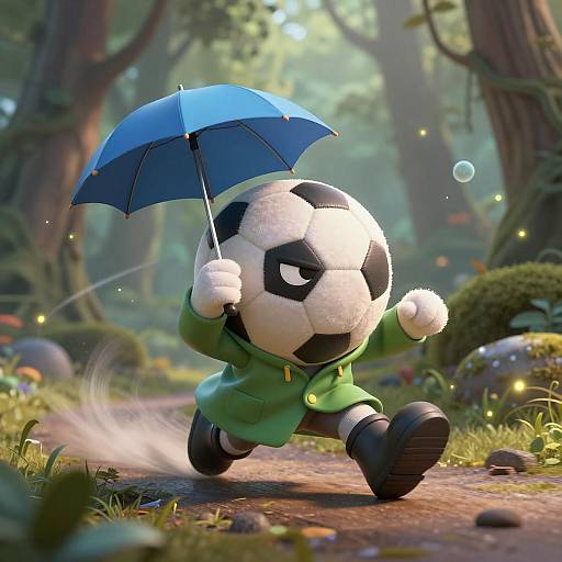 Plush Soccer Ball Adventurer in Forest