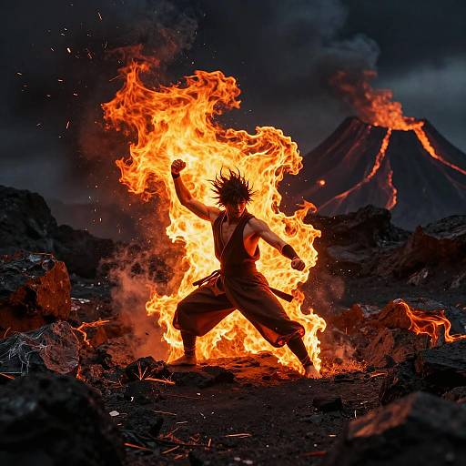 Firebending Master with Flame Dragons