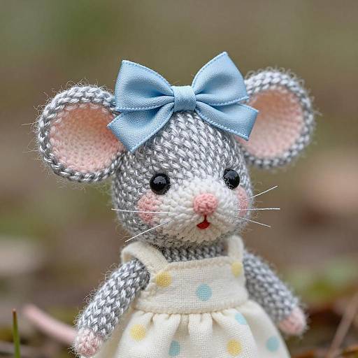 Macro Portrait of Amigurumi Mouse
