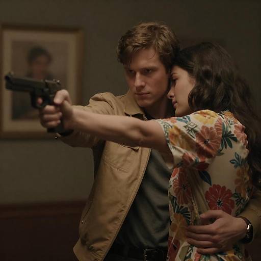 Tense Moment: Embrace at Gunpoint