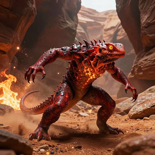 Ember Lizard in Fiery Desert Canyon