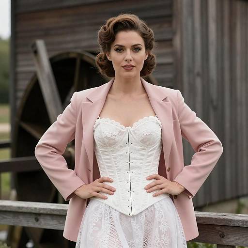 Confident Woman in Vintage Fashion