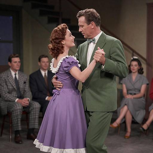 1950s Couple Dancing in Vintage Movie Scene