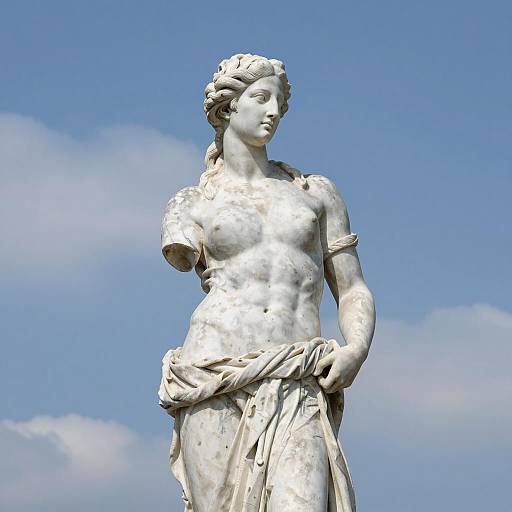 Majestic Topless Statue Against Blue Sky