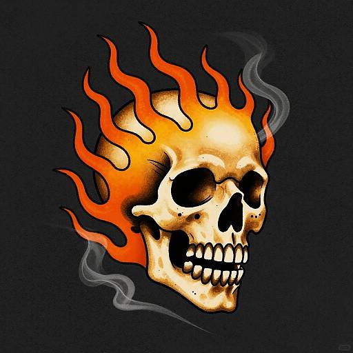 Fierce Flaming Skull Tattoo Design