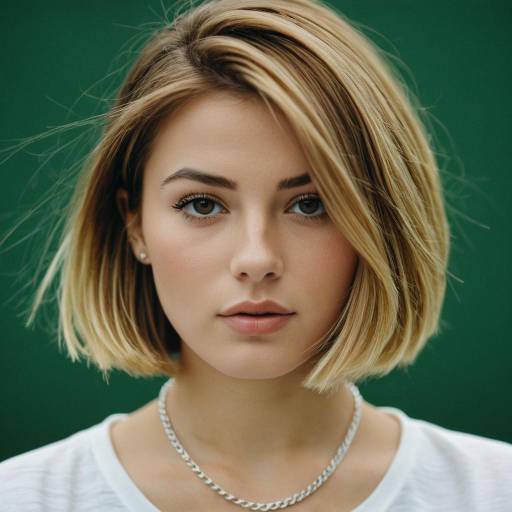 Young Woman with Short Blonde Bob Hairstyle