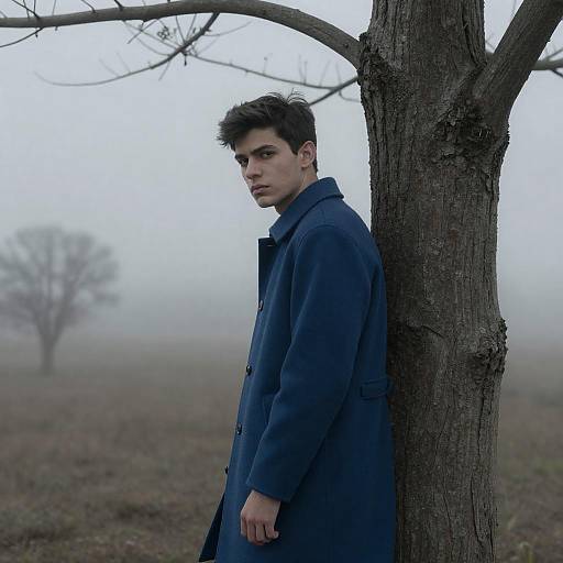Misty Landscape Portrait of a Young Man