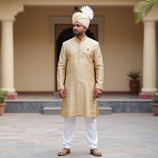 Man in Traditional Indian Festival Garb