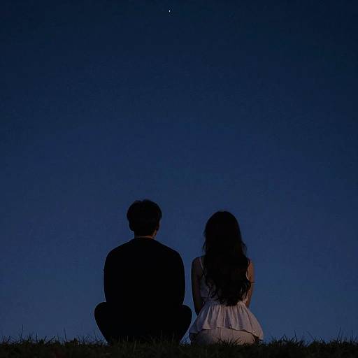 Silhouetted Couple Under Starry Night Sky