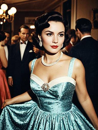 Elegant Woman in Retro Party Dress