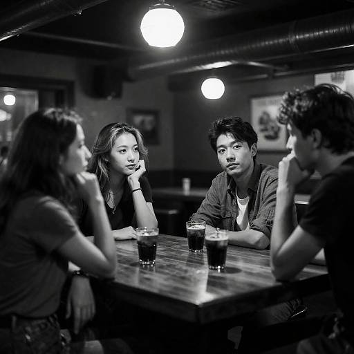 Black and White Bar Life in Focus