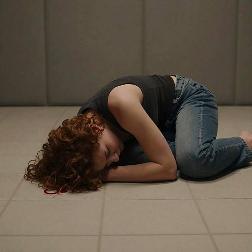 Tragic Scene in Dimly Lit Room