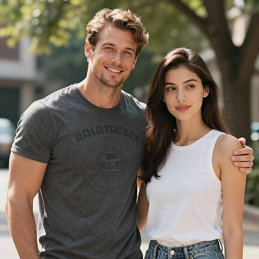 Couple Enjoying a Sunny Day Outdoors