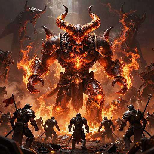 Chaos Demon Lord Over Apocalyptic Battlefield