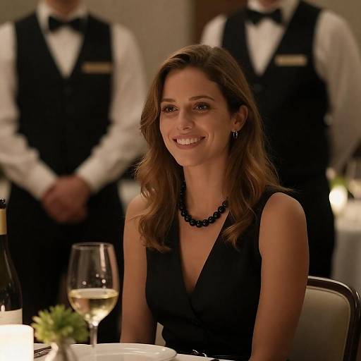 Warm Bistro Portrait of Smiling Woman