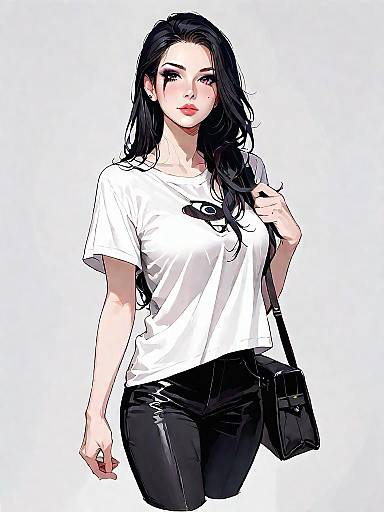 Stylish woman in casual chic outfit